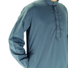 Hijaz Men's Embroidered Cool Gray Kurta Wrinkle Free Cotton Throbe Long Tunic