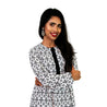 Hijaz Black and White Chandelier Women's Modest Modern Abaya Maxi Party Dress
