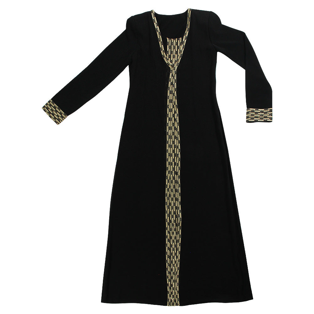 green emerald velvet dress Ottoman Islamic Black Gold Embellished A Line Hijab Henna Party Gown