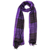 Violet and Black Plaid Checkered Design Rectangle Women's Scarf with Tassles - Hijaz