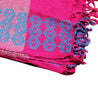 Fuchsia Purple Soft Rectangle Women's Scarf with Tassle Blue Stitch Design - Hijaz