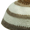 Brown and White Stretchable Knit Kufi Beanie Skull Cap Topi Stripe Design-21.5 - Hijaz