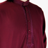 Mens Premium Embroidered Maroon Kurta Top Cotton Tunic Throbe - Hijaz