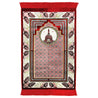 Dark Red Medina Nabawi Turkish Prayer Rug with Tile Archway Design - Hijaz