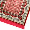 Cherry Red Single Prayer Rug with Tan Lotus Border & Archway with Red Tassles - Hijaz