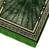 Green and Tan Border Greek Key and Kaaba Deisgn Authentic Turkish Prayer Rug - Hijaz