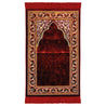 Red Suede Single Nemazlik Authentic Turkish Prayer Rug with Orange Border - Hijaz