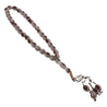 33 Count Dark Brown Rosary Prayer Bead Tasbih with Horizontal Silver Stripe Design - Hijaz