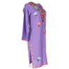 Lavender Women's Kurti Tunic Top with Floral Embroidered Neck and Borders - Hijaz