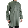 Hijaz Men's Embroidered Warm Gray Wrinkle Free Cotton Throbe Short Tunic