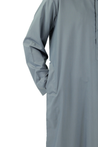 Hijaz Light Gray Men's Formal Arabian Thobe Cotton Kaftan Kandura With Pockets