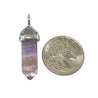 Silver Plated Fluorite Gemstone 1.5 X .2 inch Hexagonal Bullet Point Pendulum Pendant