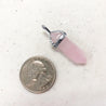 Silver Plated Rose Quartz Gemstone 1.5 X .2 inch Hexagonal Bullet Point Pendulum Pendant