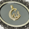 925 Sterling Silver Vermeil Cubic Zirconia CZ Allah with Crescent Star Pendant