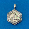 925 Sterling Silver Rhodium Plated Cubic Zirconia CZ and Mother of Pearl 1.37 inch x 0.90 inch Allah pendant
