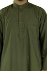 Hijaz Savannah Green Men's Formal Arabian Thobe Cotton Kaftan With Pockets