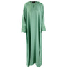 Hijaz Mint Green Korean Cotton Emirati Abaya Arab Dress with Embroidered Sleeves