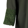 Hijaz Olive Green Korean Cotton Emirati Abaya Arab Dress with Embroidered Sleeves