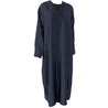 Hijaz Navy Blue Cotton Emirati Open Abaya Cover All Dress with Button Closure
