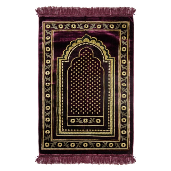 Turkish Gold Archway Border Bouqet Design Soft Lightweight Prayer Rug - Hijaz