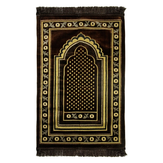 Turkish Gold Archway Border Bouqet Design Soft Lightweight Prayer Rug - Hijaz