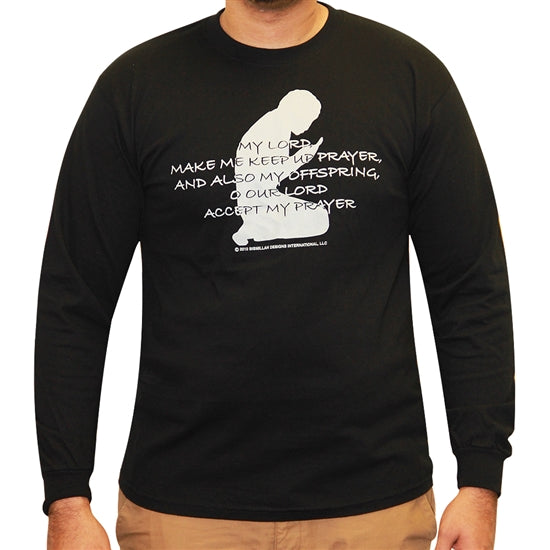 Black Long Sleeve Prayer Man Statement T Shirts - Hijaz