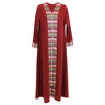 Cherry Red Long Sleeve Modern Full Open Abaya with Print Pattern Design - S - Hijaz