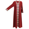 Cherry Red Long Sleeve Modern Full Open Abaya with Print Pattern Design - S - Hijaz