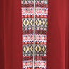 Cherry Red Long Sleeve Modern Full Open Abaya with Print Pattern Design - S - Hijaz