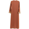 Clay Brown Red Long Sleeve Modern Full Open Abaya with Print Pattern Design - S - Hijaz