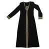 Women's Black Abaya Dress with Attached Covering and Gold Embroidered Patterns - Hijaz