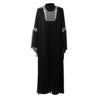 Women's Gothic Style Crest and Shoulder Embroidery Black Abaya Size 4 - Hijaz