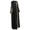 Women's Full Body Brown Candelabra Embroidery Two Layer Black Abaya Size 5 - Hijaz