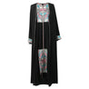 Women's Mosaic Mirrored Crest Embroidery Two Layer Black Abaya Size 6 - Hijaz