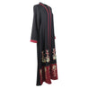 Women's Floral Embroidery and Full Body Zipper Black and Red Abaya Size 4 - Hijaz