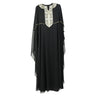 Removable Sheer Shroud and Embroidered Crest Two Piece Black Abaya Size 1 - Hijaz