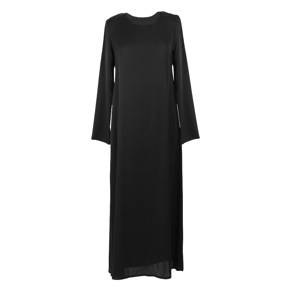 Removable Sheer Shroud and Embroidered Crest Two Piece Black Abaya Size 1 - Hijaz