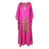 Poncho Style Magenta Color Abaya with Full Body Floral Embroidery - Hijaz