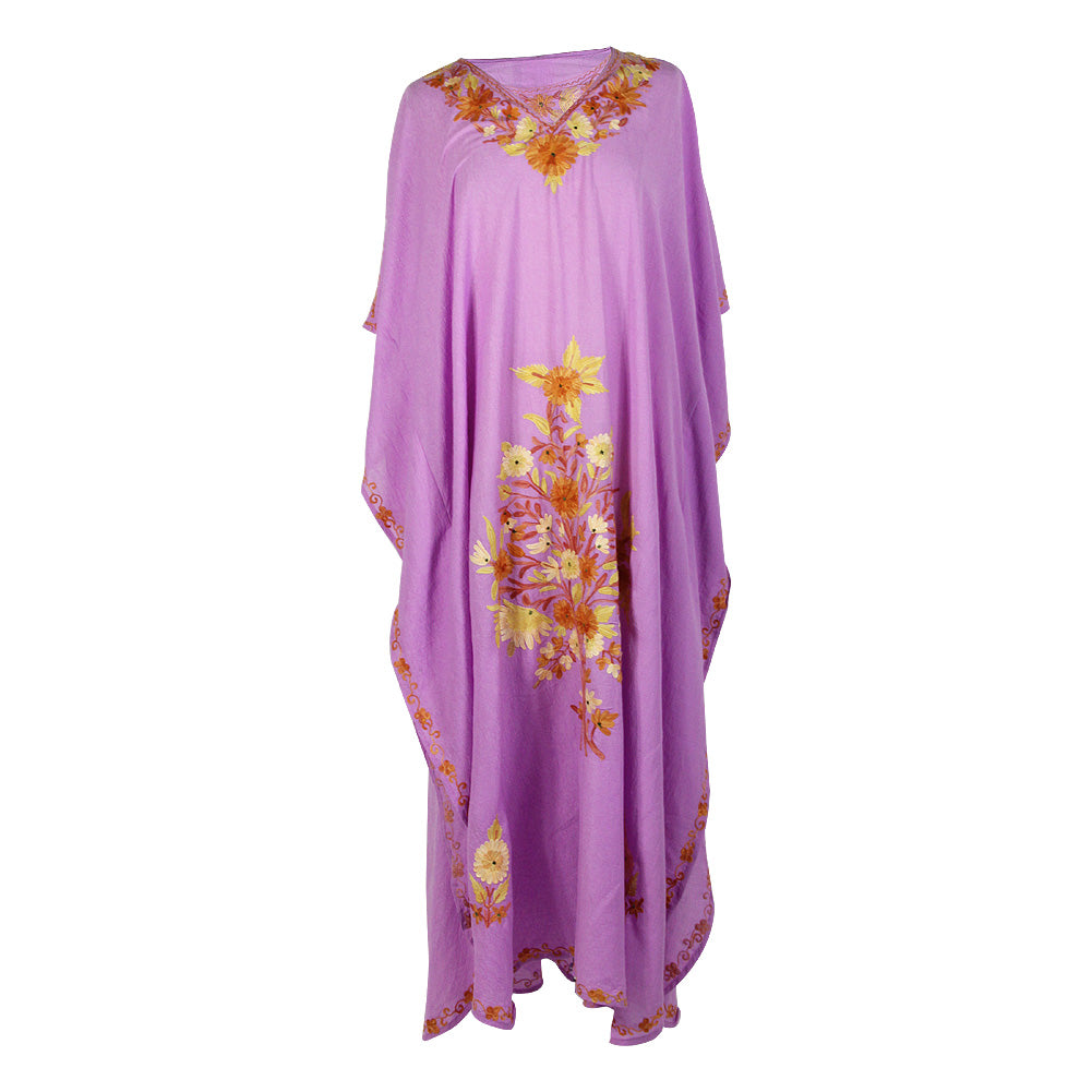 Poncho Style Lavender Color Abaya with Full Body Floral Embroidery ...