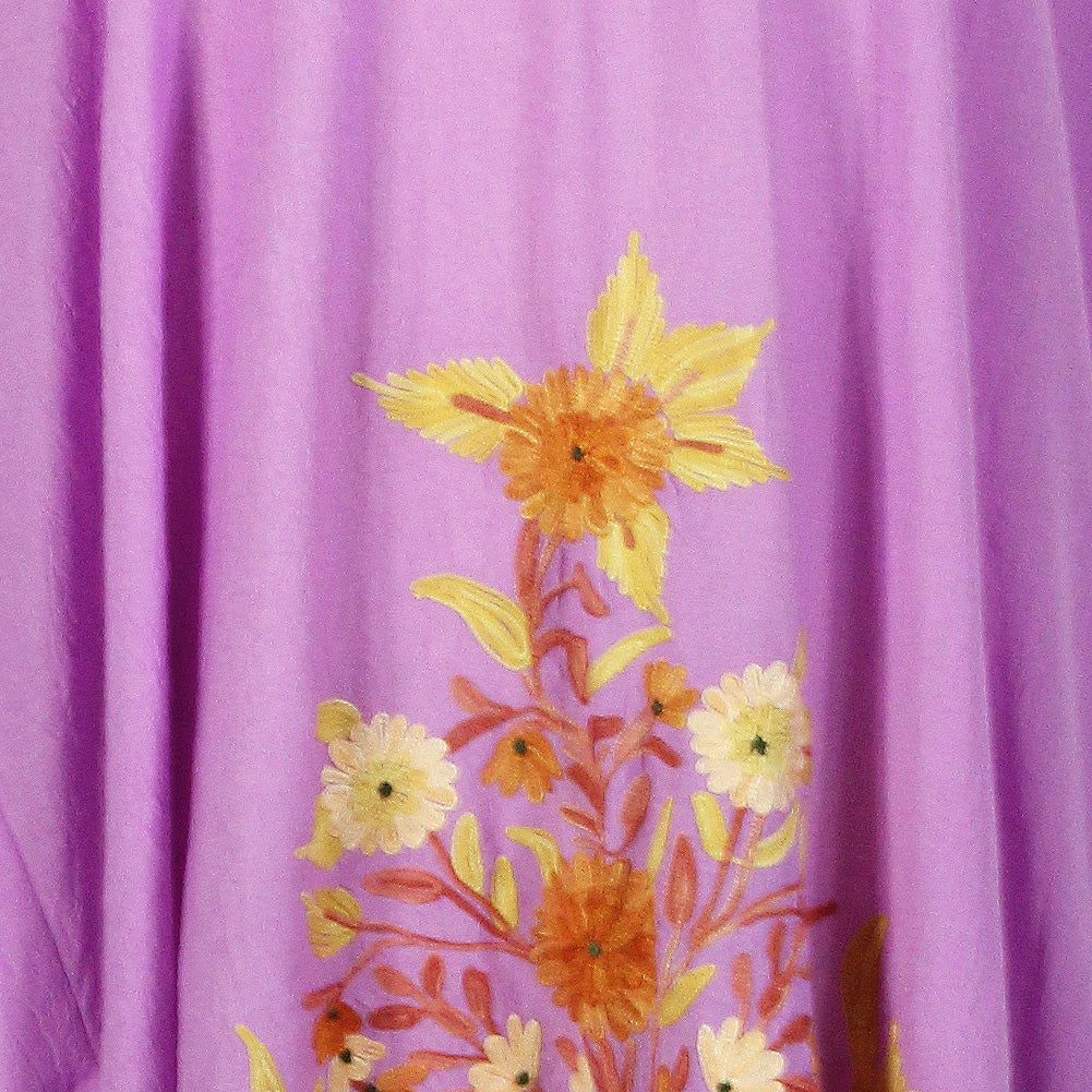 Poncho Style Lavender Color Abaya with Full Body Floral Embroidery - Hijaz