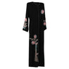 Black Abaya with Sewn Glass Beads and Shiny Embroidery - Hijaz