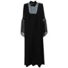 Blue Studded Embroidered Crest with Two Layer Black Abaya Size 4 - Hijaz