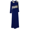 Gold Beads and Embroidery with Back Zipper Dark Blue Abaya - Hijaz