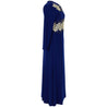 Gold Beads and Embroidery with Back Zipper Dark Blue Abaya - Hijaz