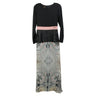 Black Dress with Attached Skirt and Pink Belt with Back Zipper - Hijaz
