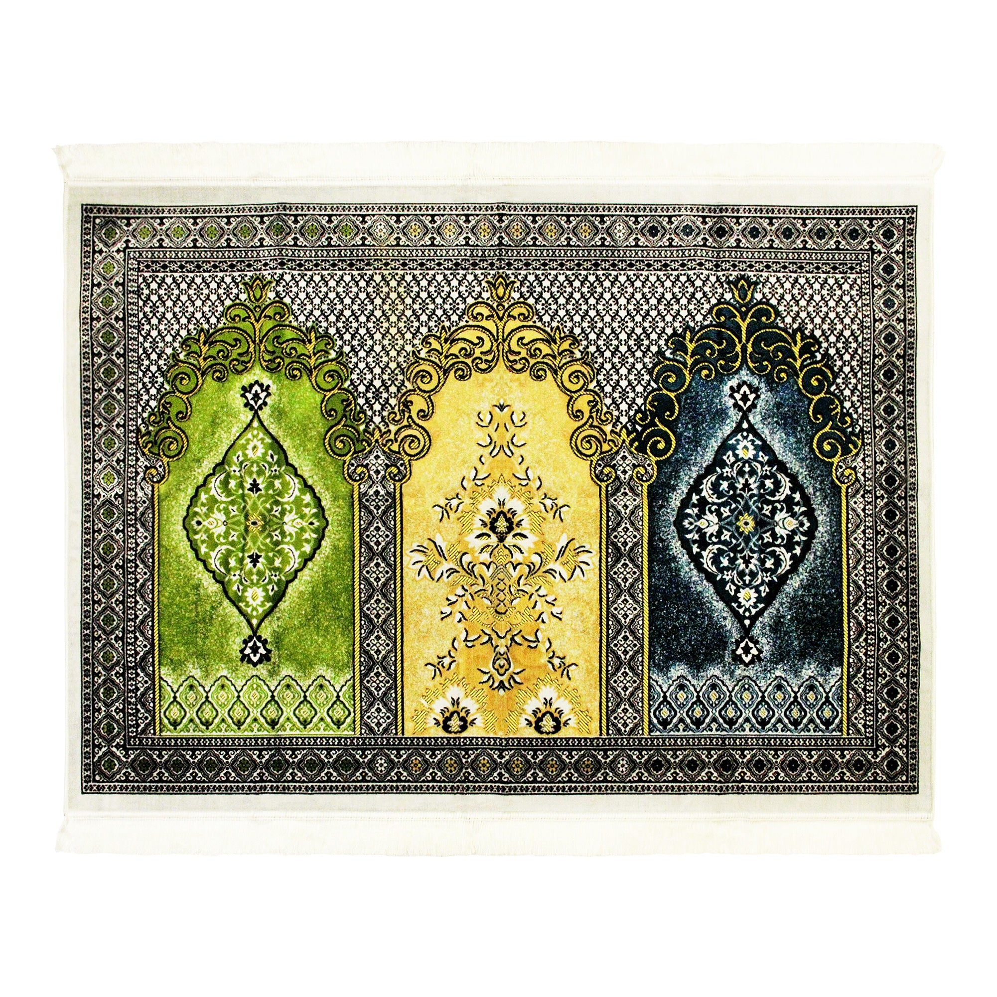 Fancy Thick Three Person Extra Large Family Turkish Prayer Rug Janamaz Sajada - Hijaz