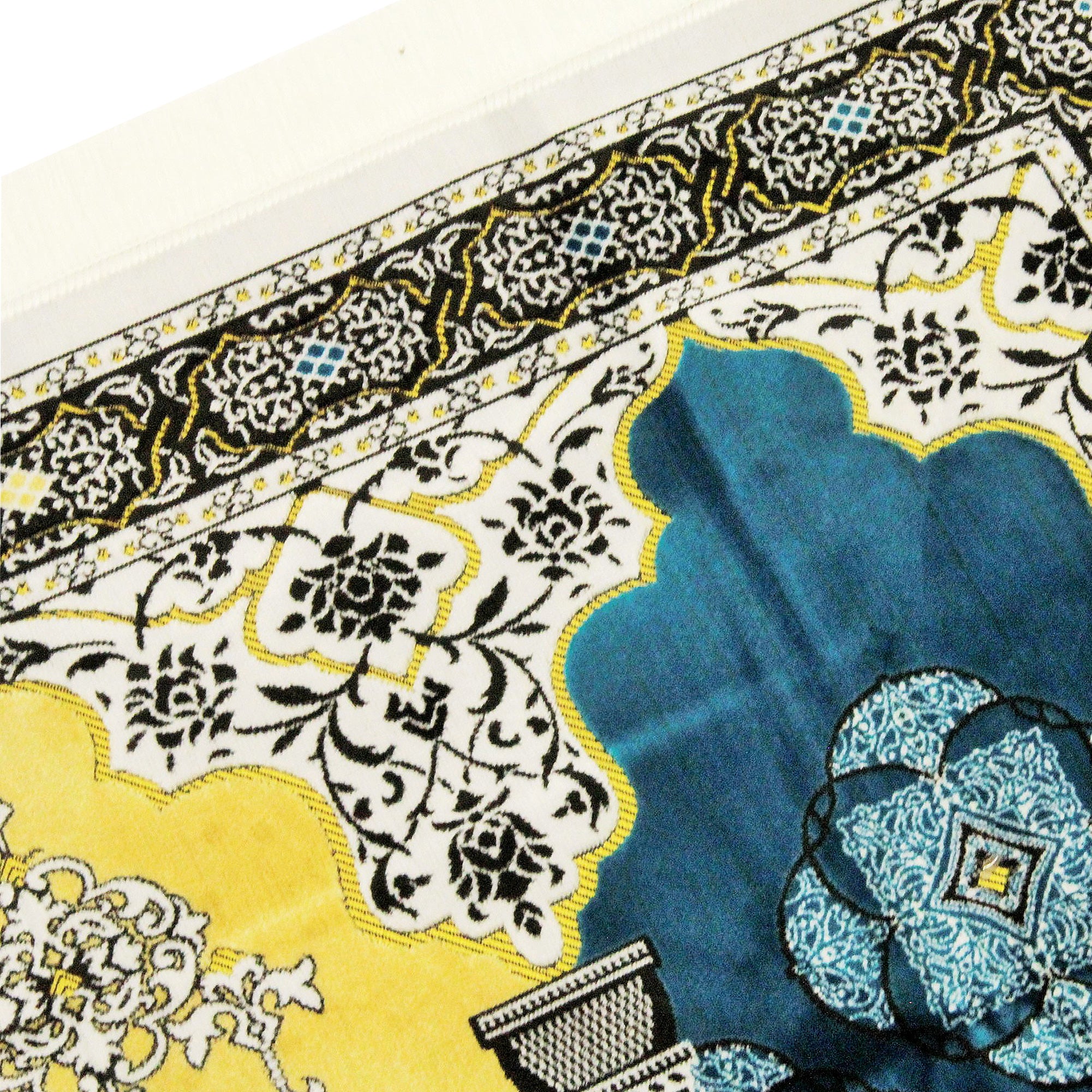 Fancy Thick Three Person Extra Large Family Lotus Prayer Rug Janamaz Sajada - Hijaz