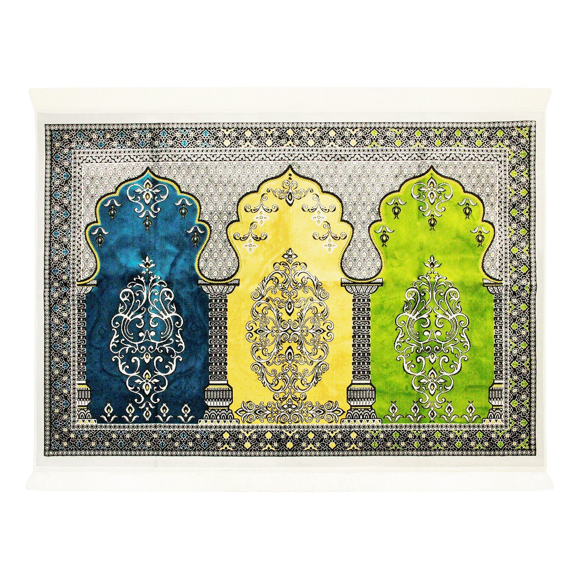 Fancy Thick Three Person Extra Large Family Chandelier Prayer Rug Janamaz Sajada - Hijaz