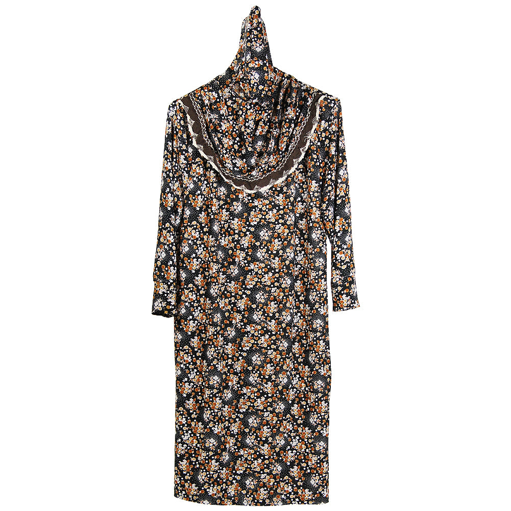 Blossoming Design Girl's Prayer Clothes with Attached Hijab - Hijaz