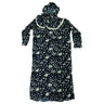 Girl's Navy Blue and White Floral One Piece Abaya Prayer Clothes with Hijab Hood - Hijaz